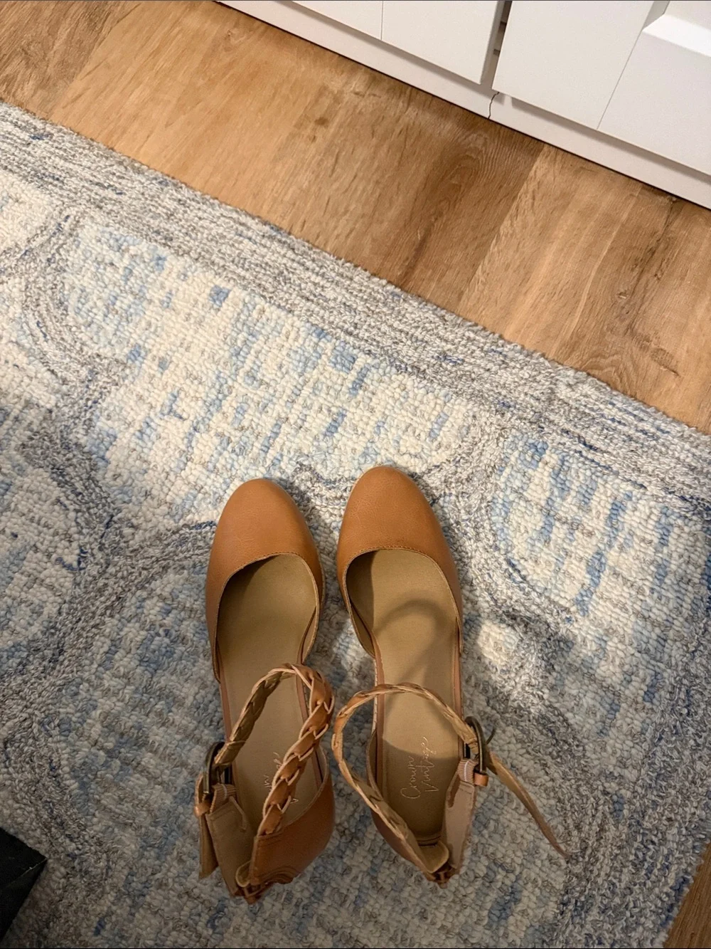 Crown Vintage Tan Braided Ankle-Strap Wedges